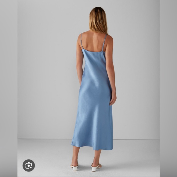 NWT! Club Monaco shiny slip dress, blue, size 00 - Picture 6 of 6